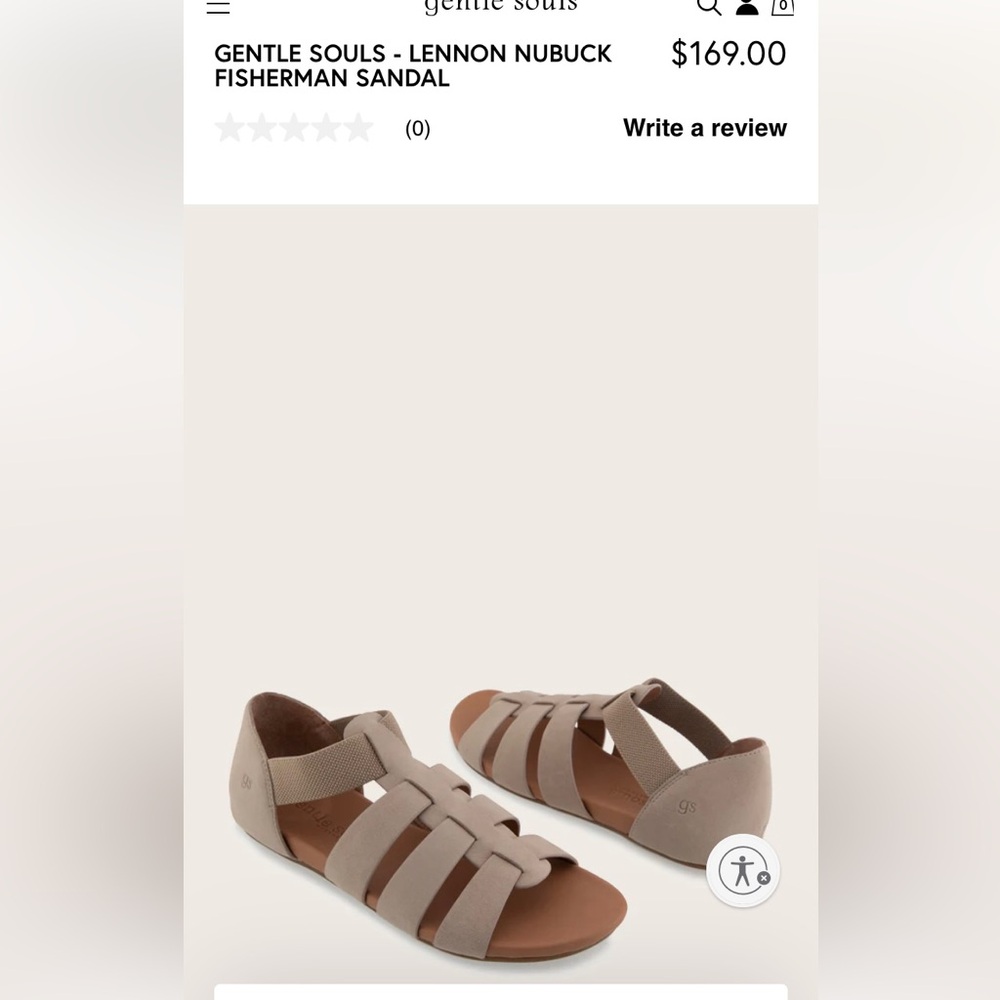 KENNETH COLE GENTLE SOULES -LENNON NUBUCK FISHERMAN SANDALS, Size 6